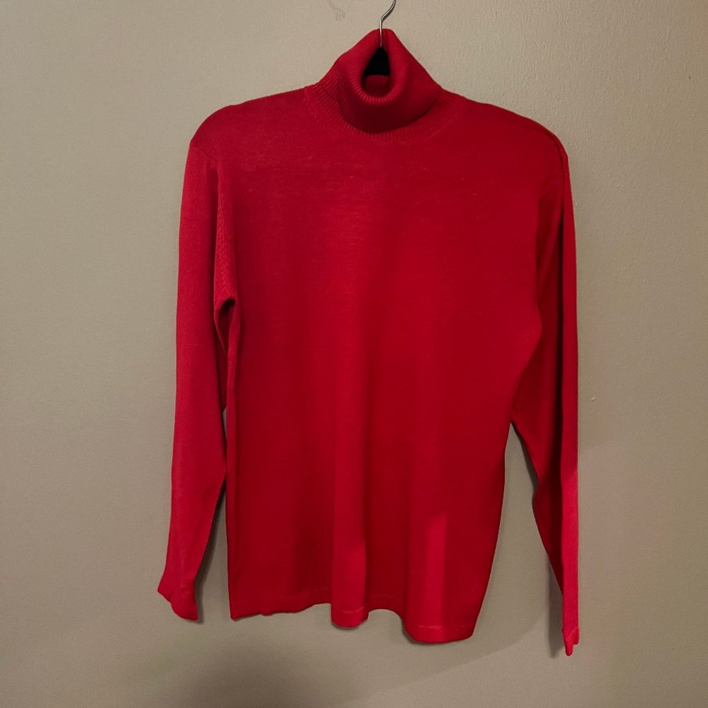ML Studio Large Red Turtleneck Silk/Cotton Vintage Sweater New with tags